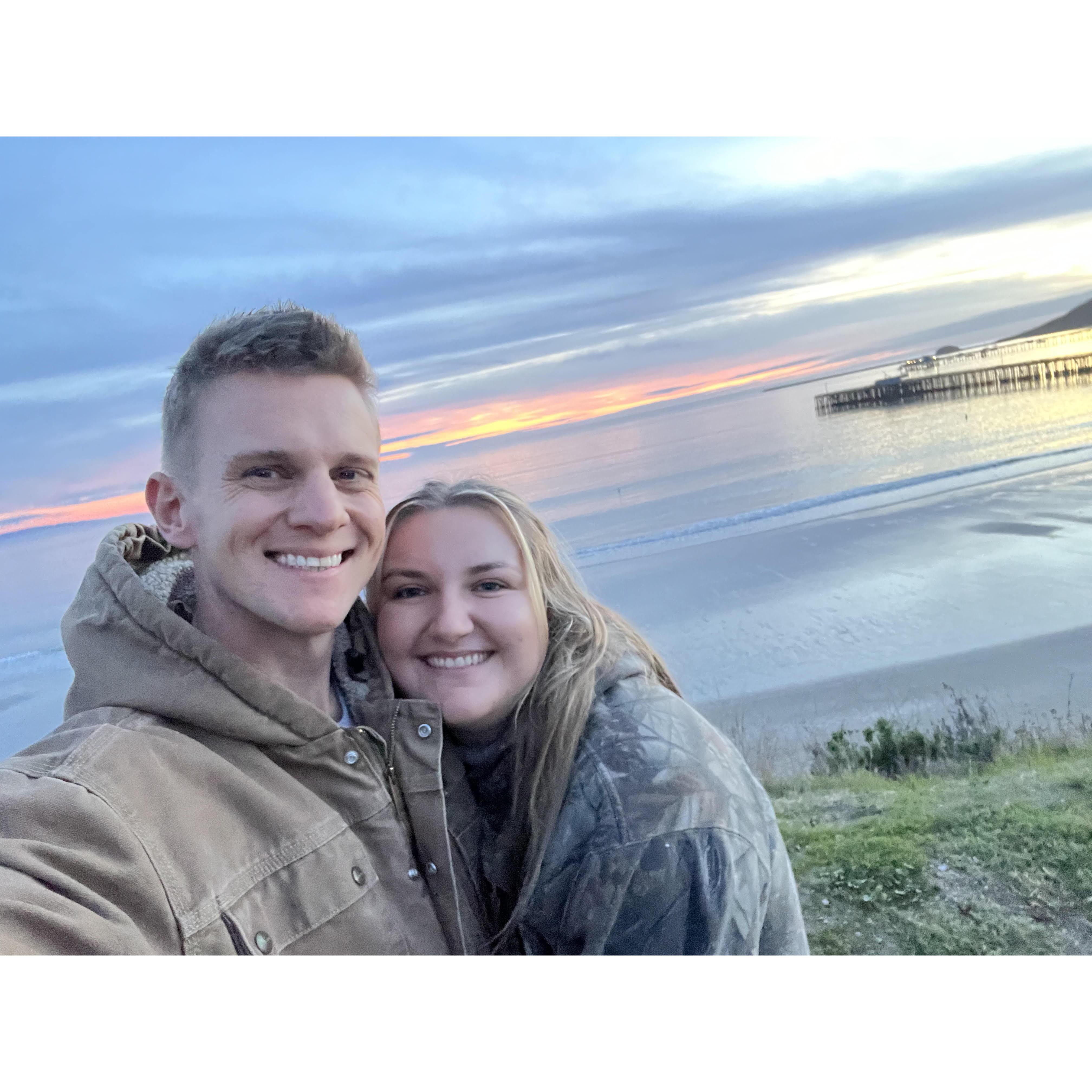 After Gretchen fought Mono for the better part of December Justin took Gretchen for sunset at their first date spot Avila Beach