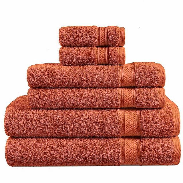 LANE LINEN 6 Piece Bath Towel Set - 100% Cotton Bathroom Towels Extra Large Hotel 2 Sets Hand for Wash Cloths Body and face Rust