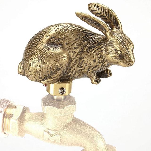 FESTIVE FAUCETS Rabbit - Decorative Outdoor Faucet Handle with Universal Adapter, Brass, DIY, Replacement Handle Only (Faucet not Included)