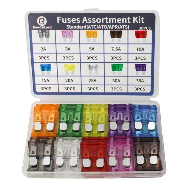 Auto Car Standard Blade Fuses Assortment Kit – 30Pcs Standard Fuse (2A/3A/5A/7.5A/10A/15A/20A/25A/30A/35A) for Car Boat Truck SUV Automotive Replacement Fuses