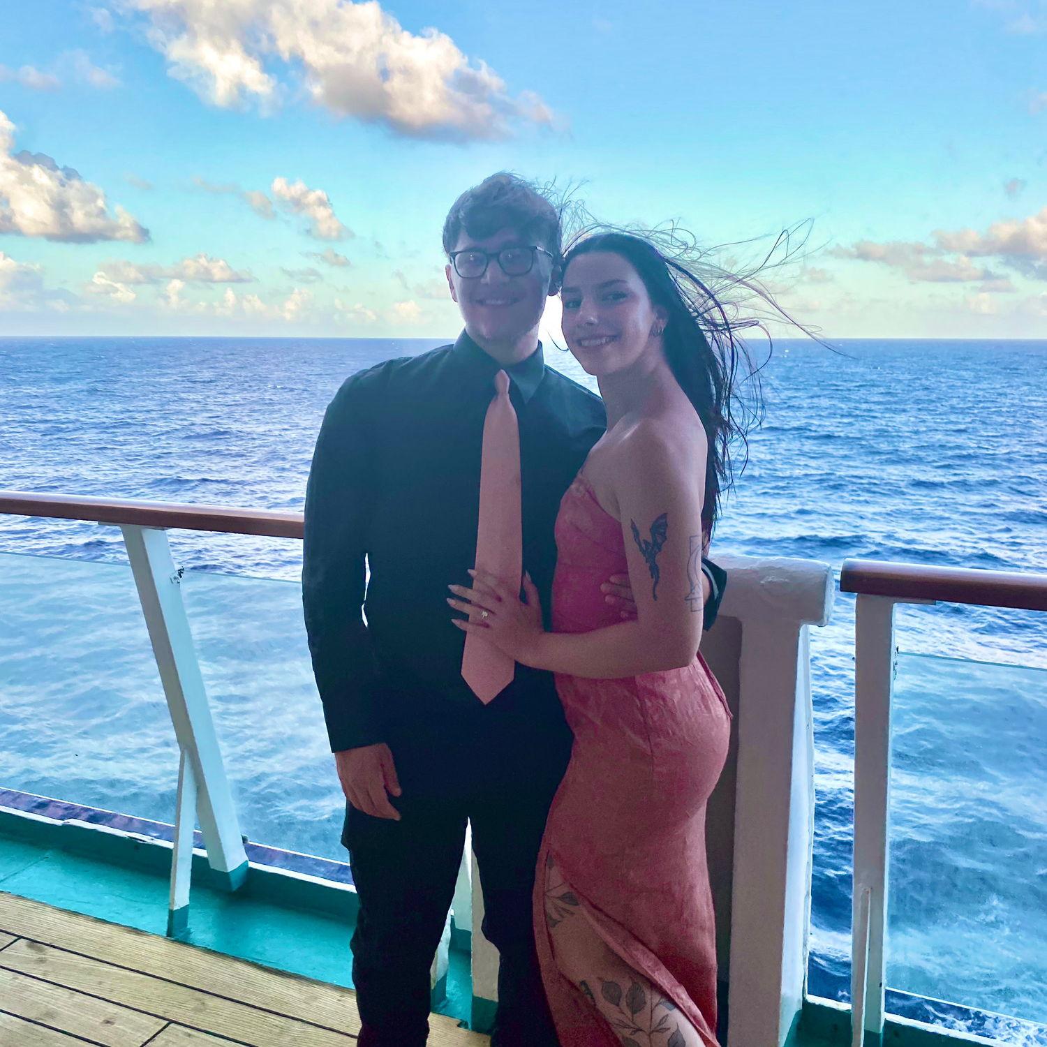 Celebrating our engagement on the cruise!