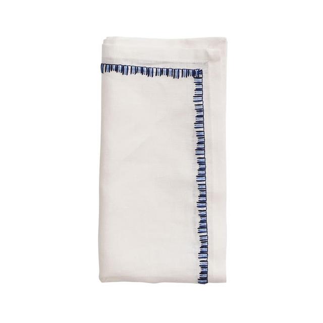 Kim Seybert - Filament Napkin in White & Navy, Set of 4