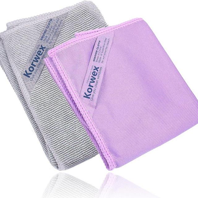 Korwex Window Cleaning Cloth (Purple) and Enviro Cloth (Grey), Basic Package Cleaning Cloth, Streaks Schatches Free. (Purple 1 Pack, Grey 1 Pack)