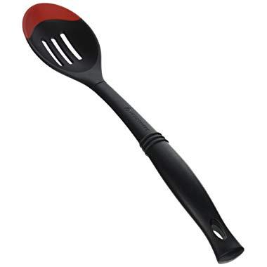 Le Creuset of America Revolution Bi-Material Slottted Spoon, Cerise (Cherry Red)
