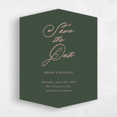 Green Diamond Wedding Save the Date - Cristal Portrait