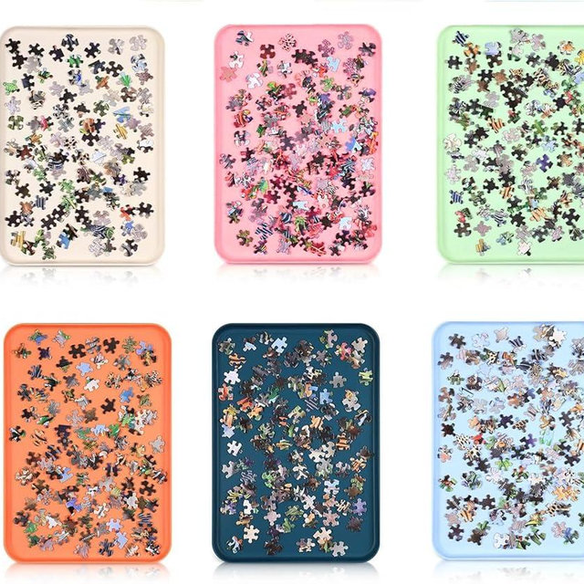 Puzzle Sorting Trays - 10.7"x15" Durable Opaque Organizer Trays, 6-Color Set, Thickened PP Storage forLego, Crafts & Board Games (6-Pack) (10.7"*15")