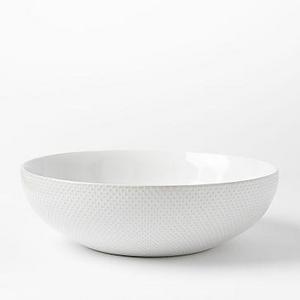 Textured Low Serve Bowl, White, Dots