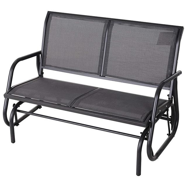 Outsunny 2-Person Outdoor Glider Bench Double Rocking Chair Loveseat w/Armrest for Patio Garden Yard Porch Grey