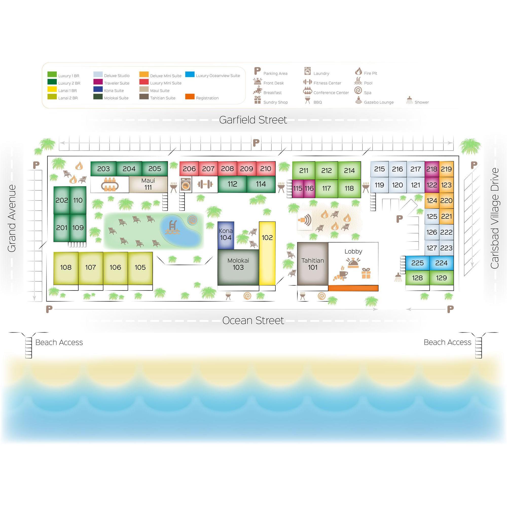 Ocean Palms resort Room layout