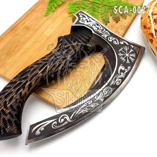 Viking axe, viking gifts, viking knife, pizza axe stainless, viking pizza cutter, hand forged axe, handmade viking axe, hatchet, pizza steel