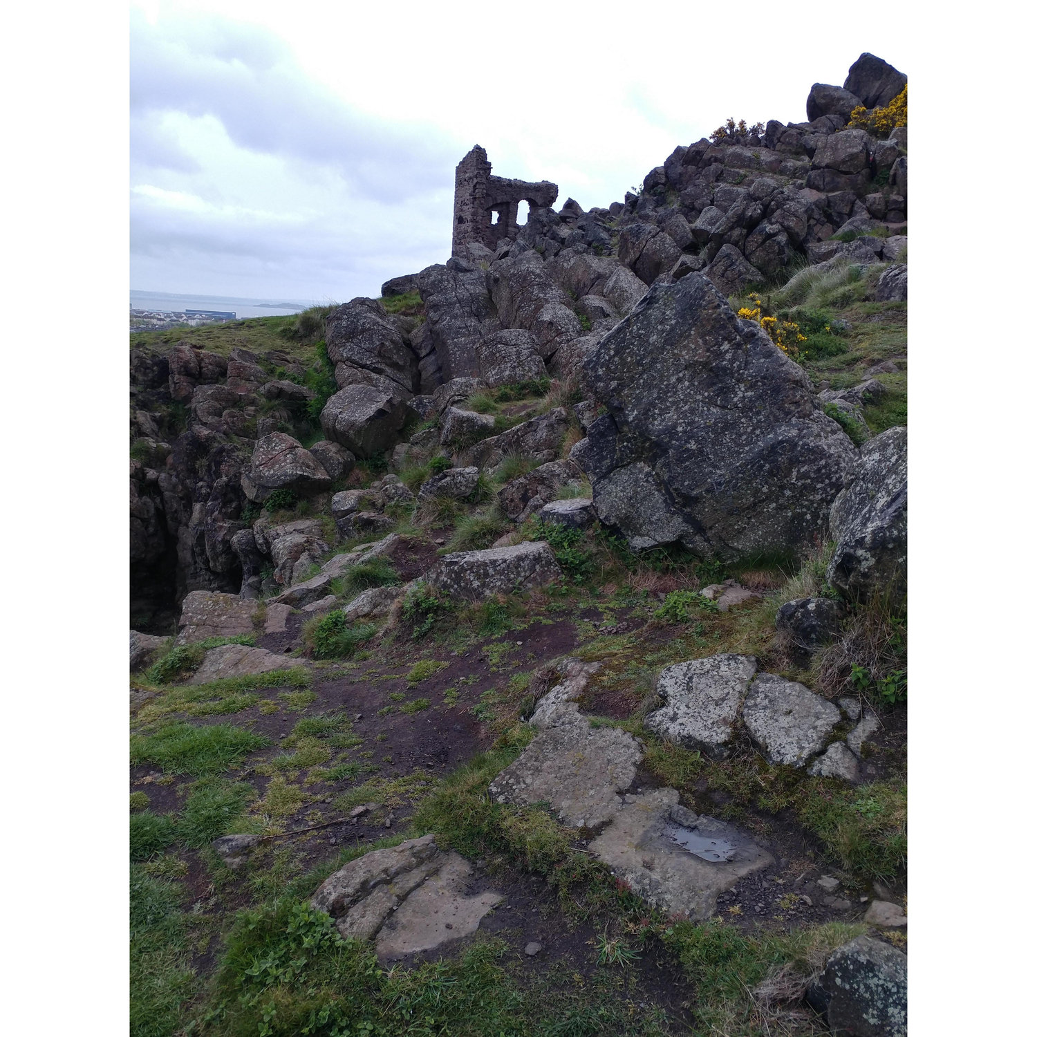 Day 2 - This is what is called a trail in Scotland... don't see one? Yeah, neither did we but we climbed all the way to the top of Arthur's Seat!