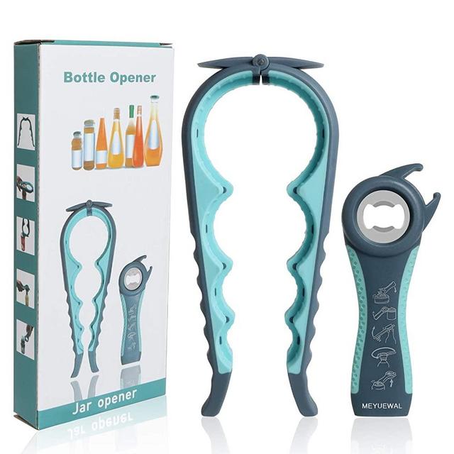 Jar Opener, 5 in 1 Multi Function Can Opener Bottle Opener Kit with Silicone Handle Easy to Use for Children, Elderly and Arthritis Sufferers (SKY BLUE)