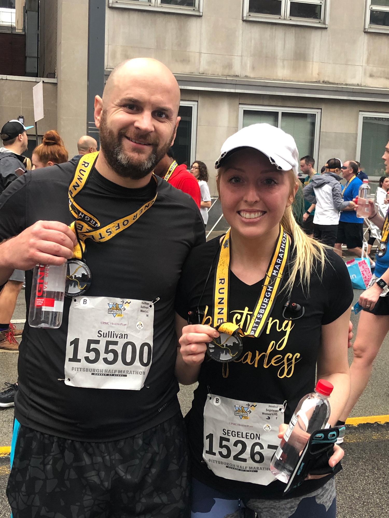 After running 13.1 miles together at the Pittsburgh Half Marathon.