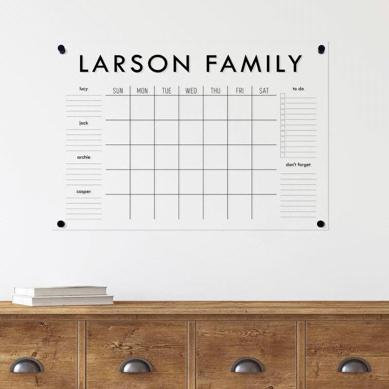 Large Acrylic Calendar, Dry Erase Monthly Acrylic Calendar, 2021 Wall Calendar