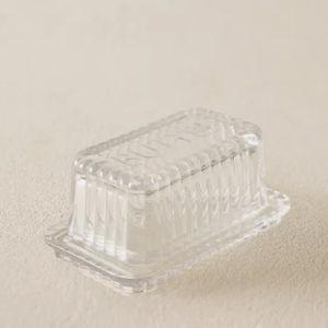 Striped Glass Butter Dish
