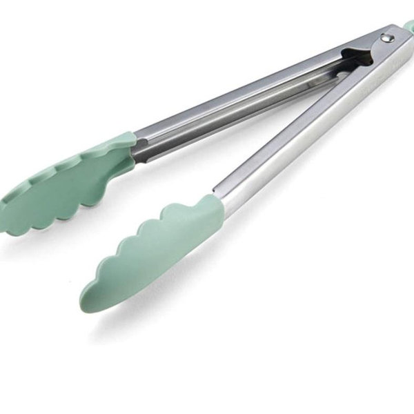 KitchenAid Gourmet Silicone-Tipped Stainless Steel Tongs, 12 Inch, Pistachio