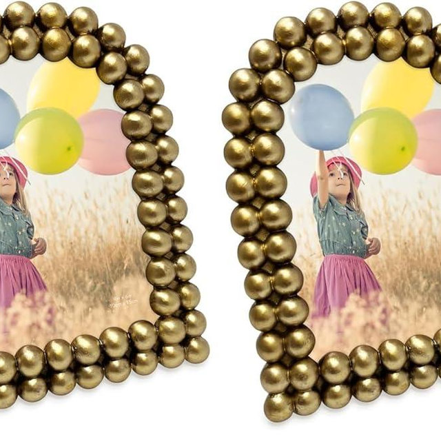 Isaac Jacobs 4x6 Antique Gold Double Bauble Arch Photo Frame with Black Fabric Easel, Tabletop, Wall-Mountable, Shelf and Desk, Decorative Art Design, Home Décor (4x6, Antique Gold) (Pack of 2)