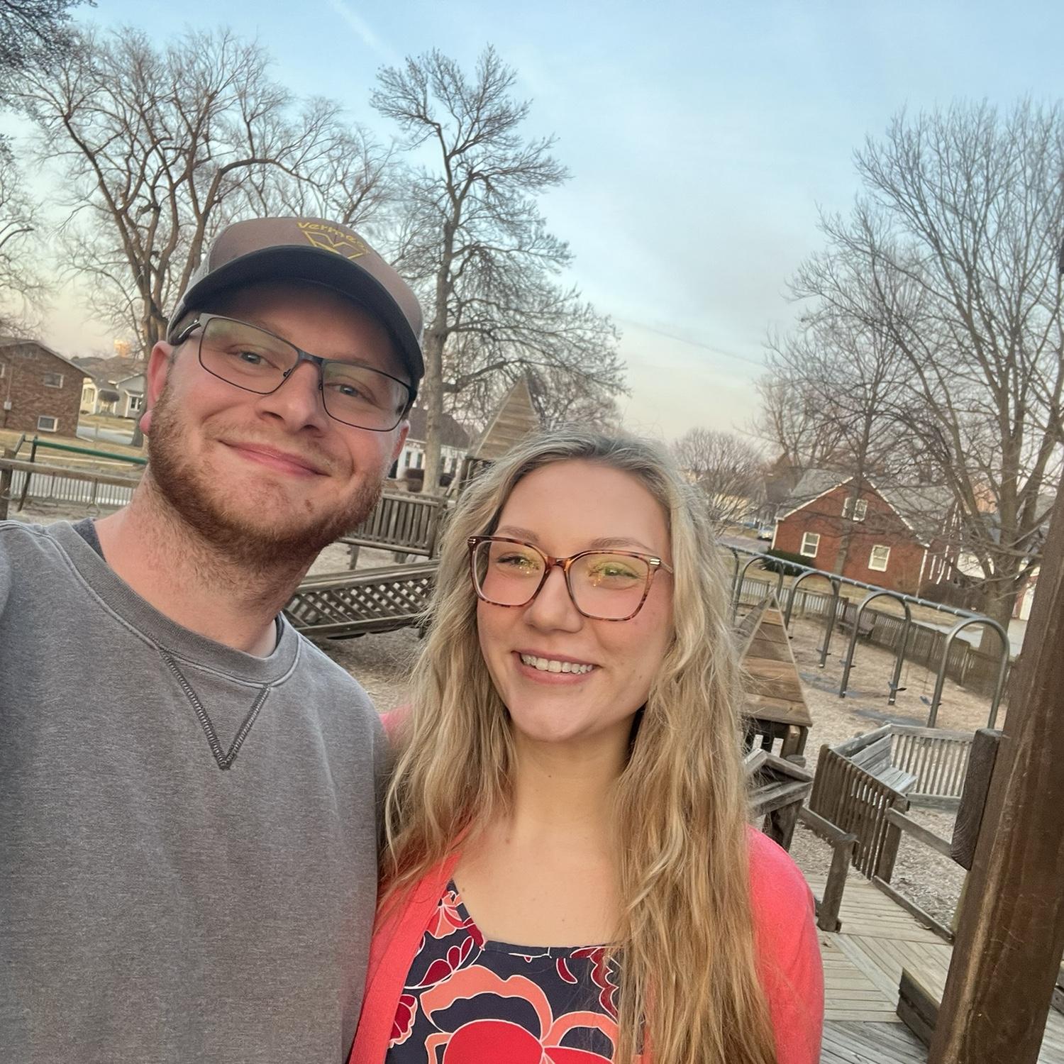 On a date, walking around Pella. One of Anna’s favorite photos, even though there is a park in the background lol.