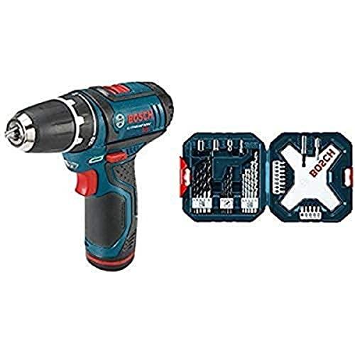 Bosch PS31-2A 12V Max 3/8" Drill/Driver and 34-Piece Drilling and Driving Mixed Set with Storage Case MS4034