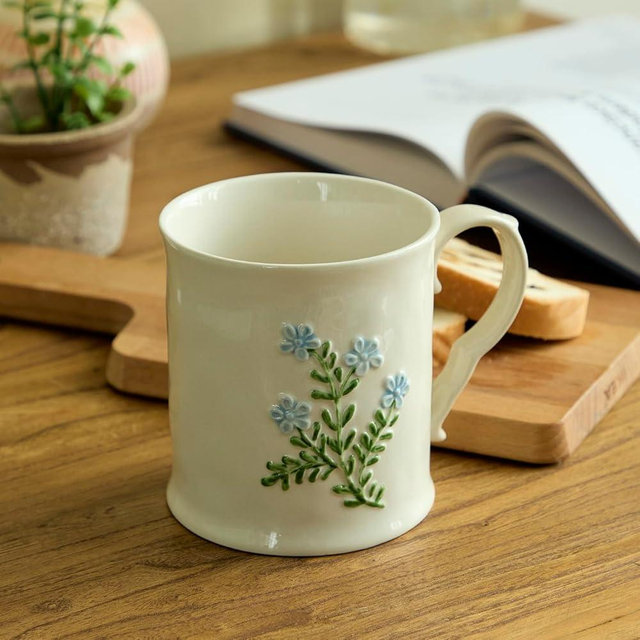 DELIGHTS GALORE Artistic Lavender pattern Ceramic Coffee Mug - 16oz, Hand-Painted, Microwave heating and dishwasher cleaning available, Ideal for Daily Brews