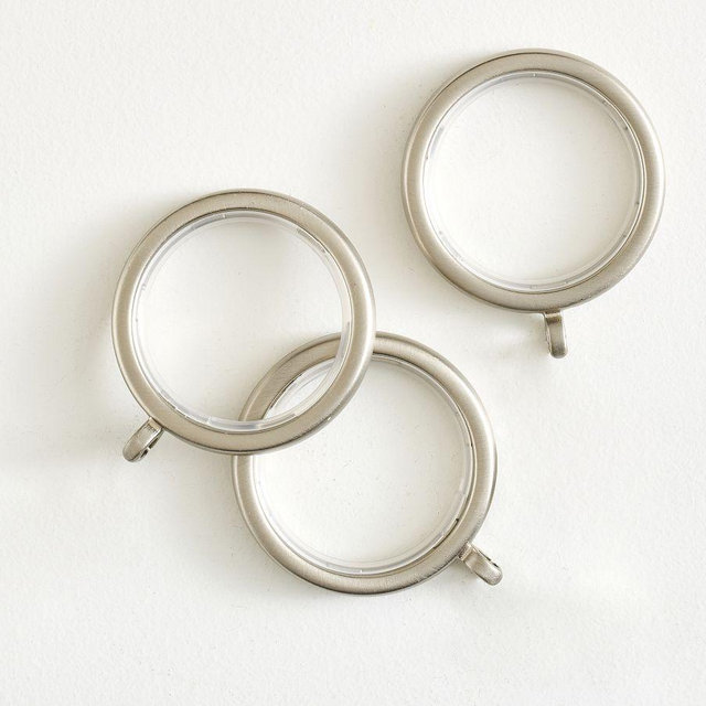 Slim Quiet-Glide Curtain Rings, Pewter, Set of 10, 1.25" Diam.
