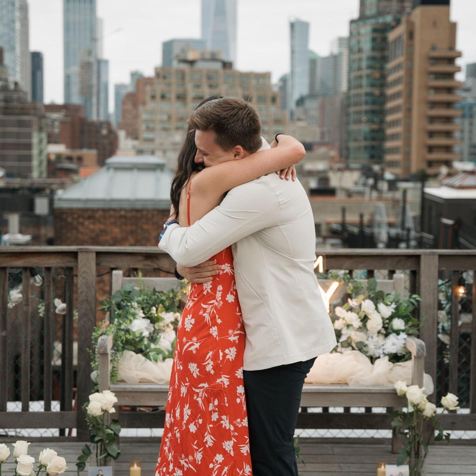 Aug 2024 - Moments after Jessie said 'yes'! Little did she know there was another surprise coming...