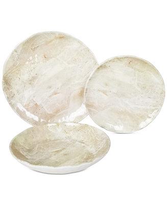 Marble Beige 12-Pc. Melamine Dinnerware Set