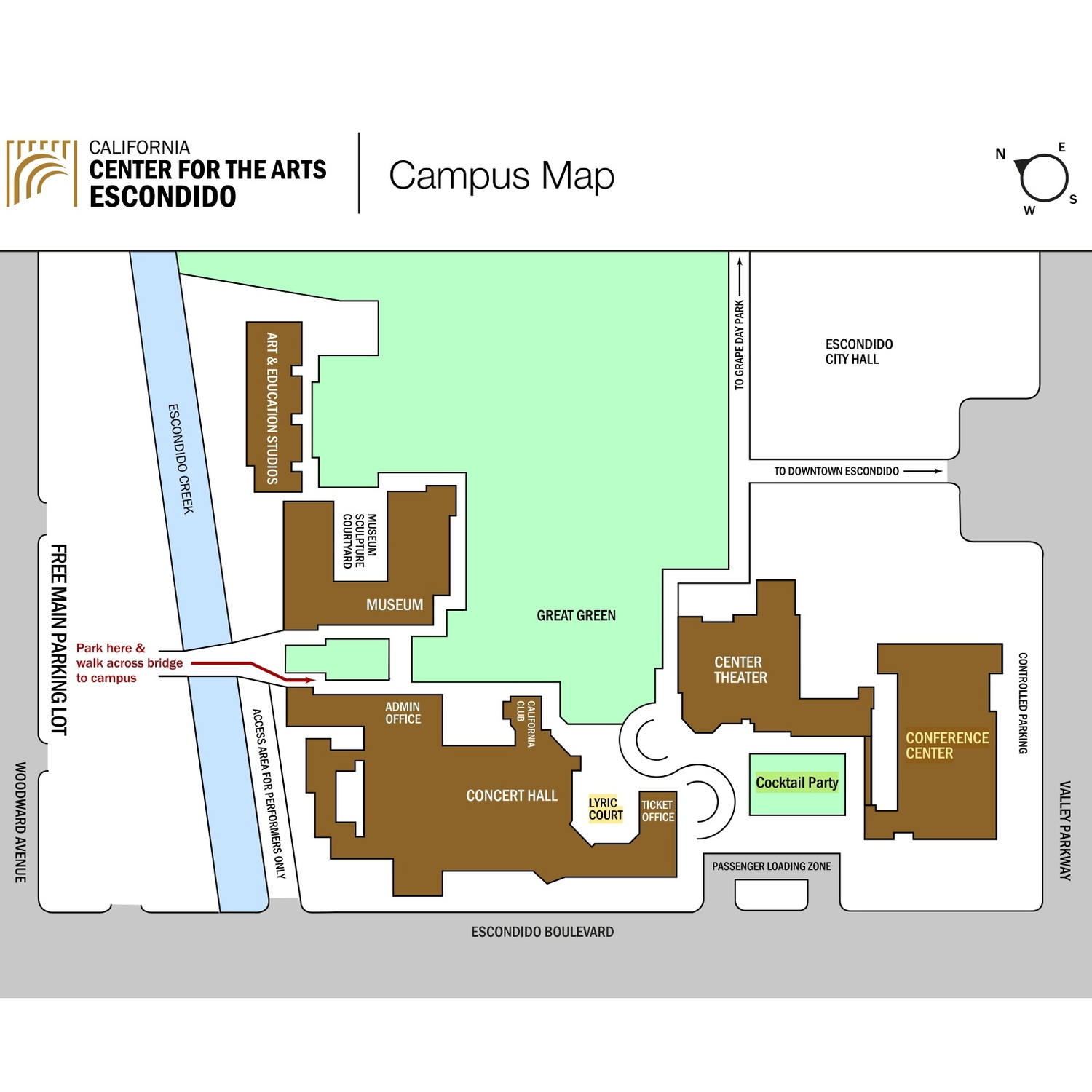 Map of the venue: California Center for the Arts.