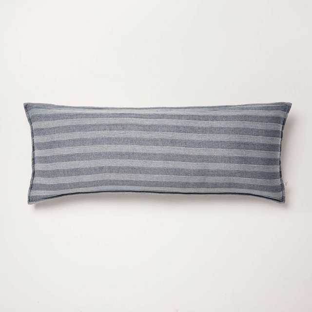 14"x36" Tonal Stripe Oblong Throw Pillow Blue - Hearth & Hand™ with Magnolia
