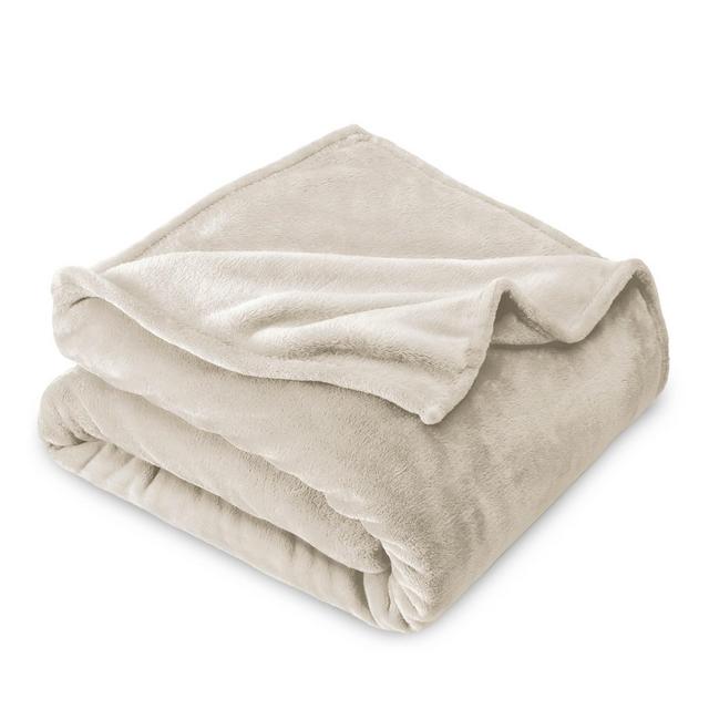 Oyster Microplush Full/Queen Fleece Blanket by Bare Home