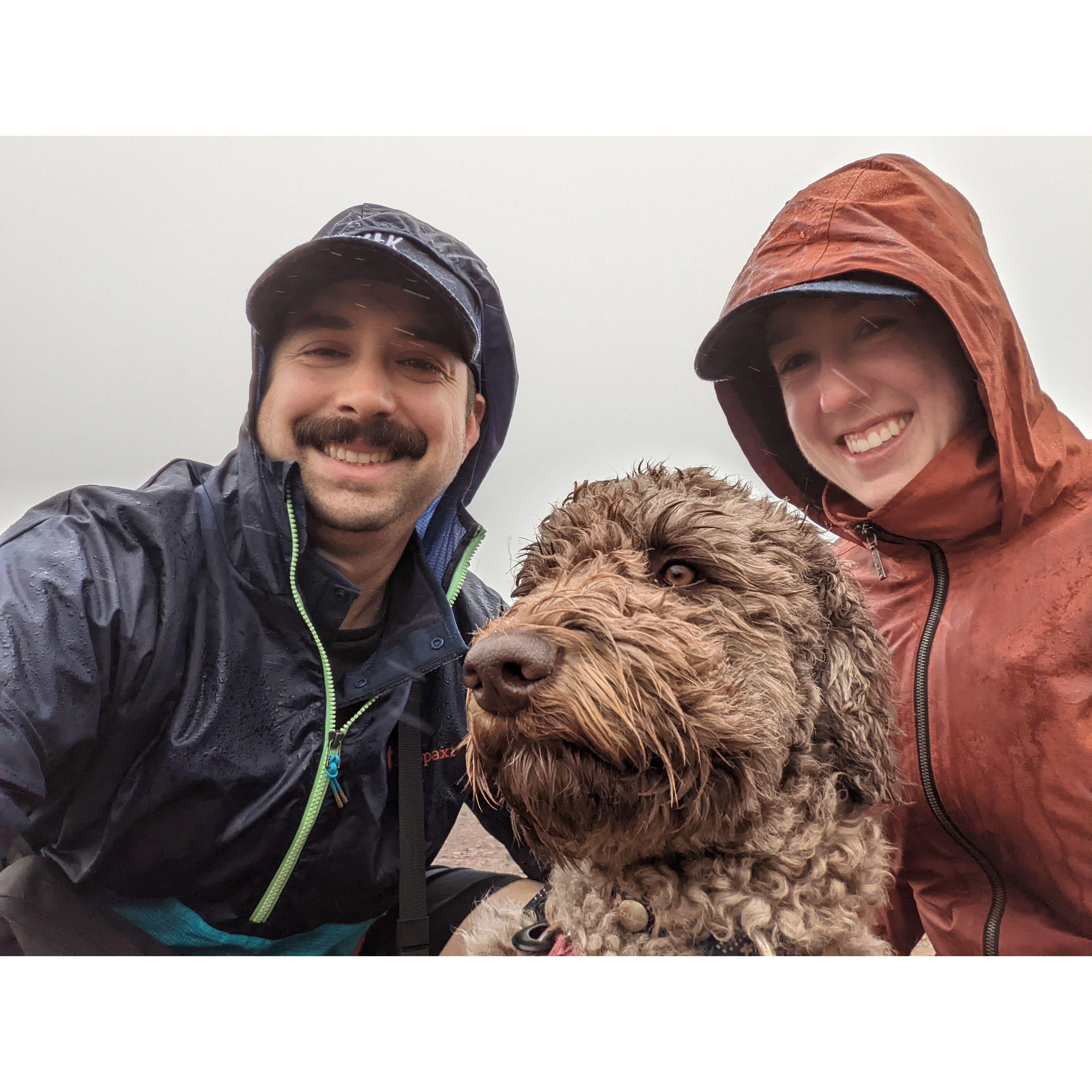 Arturo was planning to propose on this hike but it was incredibly foggy and rainy. Gracie had no inkling of this