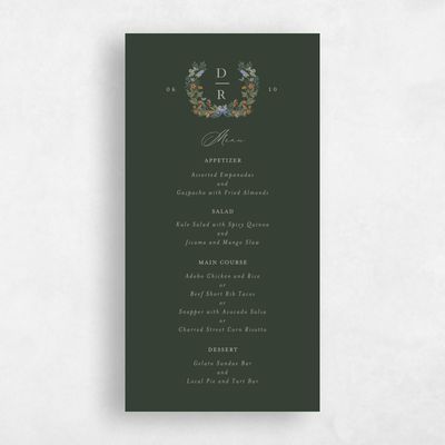 Deep Forest, Green Wedding Menu - Eglamore
