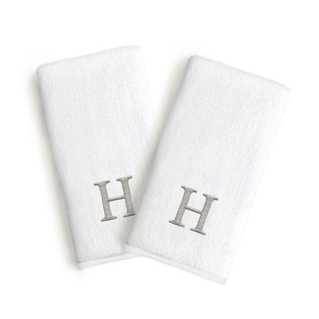 Linum Home Textiles Monogrammed "H" Block Font Letter Bridal Hand Towel (Set of 2)