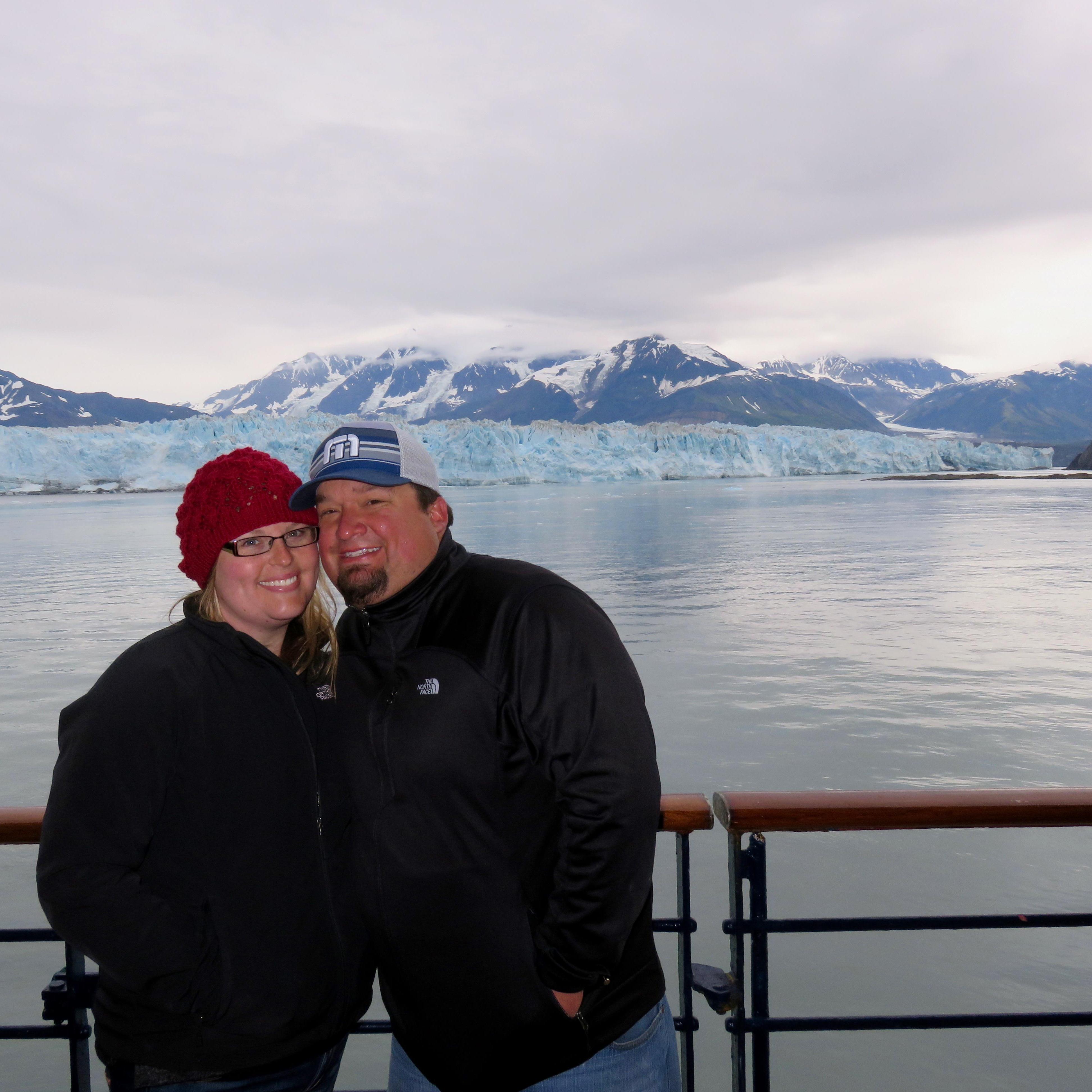 Exploring Alaska together.  That's one BIG GLACIER!