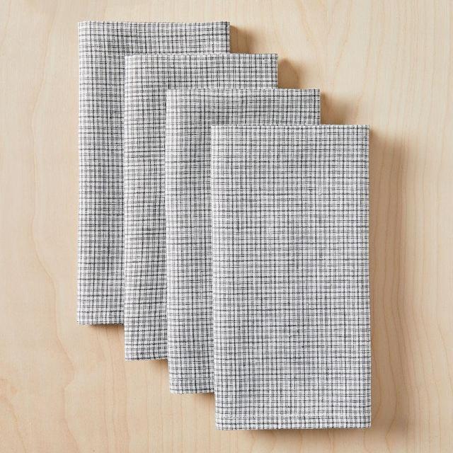 Mini Check Napkins, Set of 4, Iron Gate