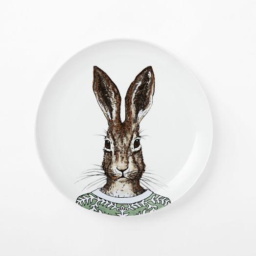 Dapper Animal Salad Plate, Rabbit