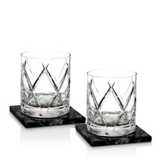 Olann Double Old Fashioned with Marble Coasters, Set of 2