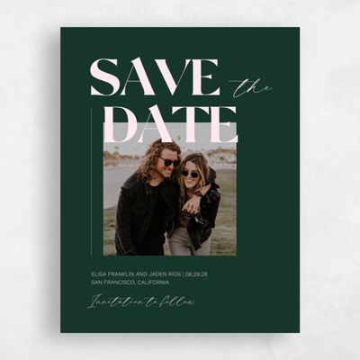Dark Forest, Green Wedding Save the Date - Carlisle Portrait