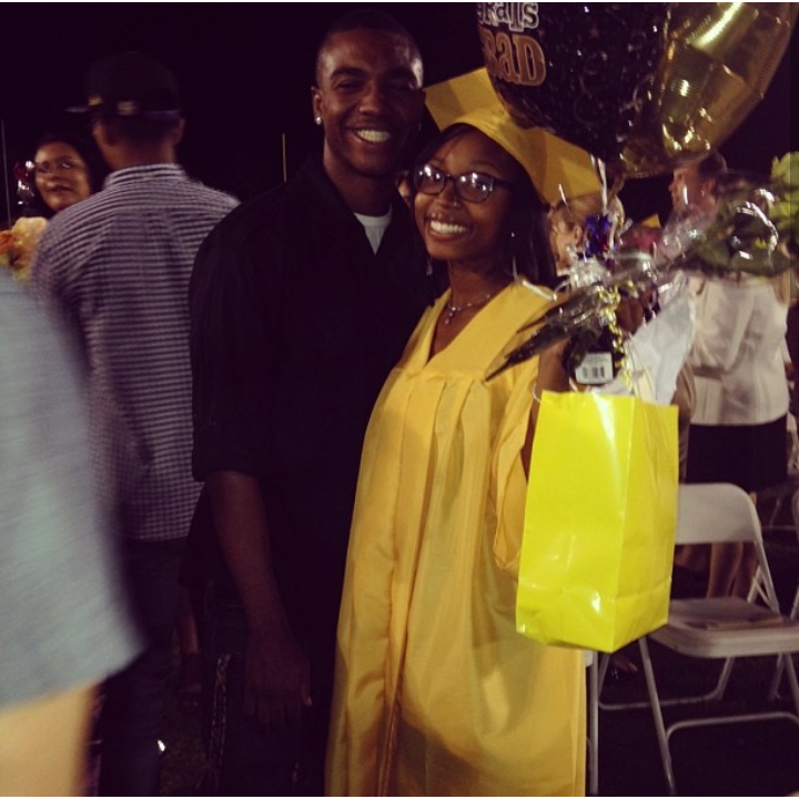 Cheesing hard at Sway's graduation. (She was upset when he cut his hair that short before her graduation 😂)