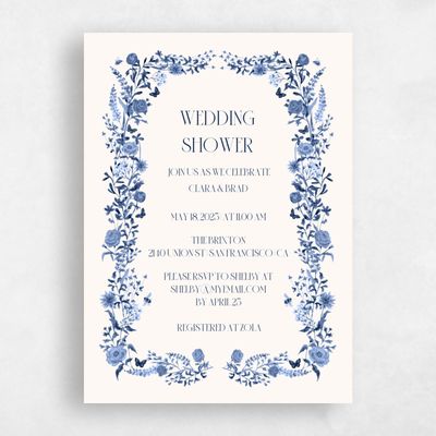 Navy, Blue Wedding Wedding Shower Invitation - Merryton Portrait