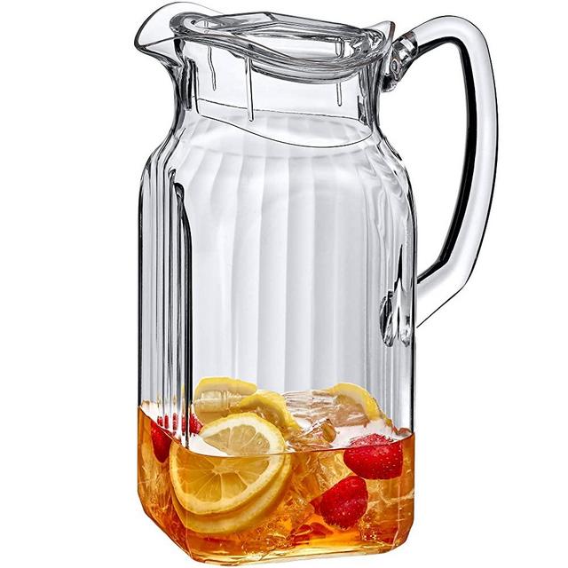 Amazing Abby - Quadly Bandly - Acrylic Pitcher (64 oz), Clear Plastic Pitcher with Lid, BPA-Free and Shatter-Proof, Great for Iced Tea, Sangria, Lemonade, and More