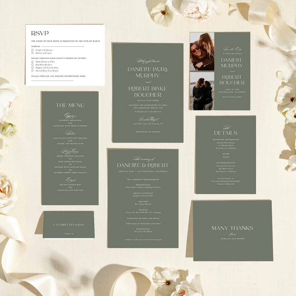 Hilltone | Dark Sage | Zola Wedding Enclosure Cards