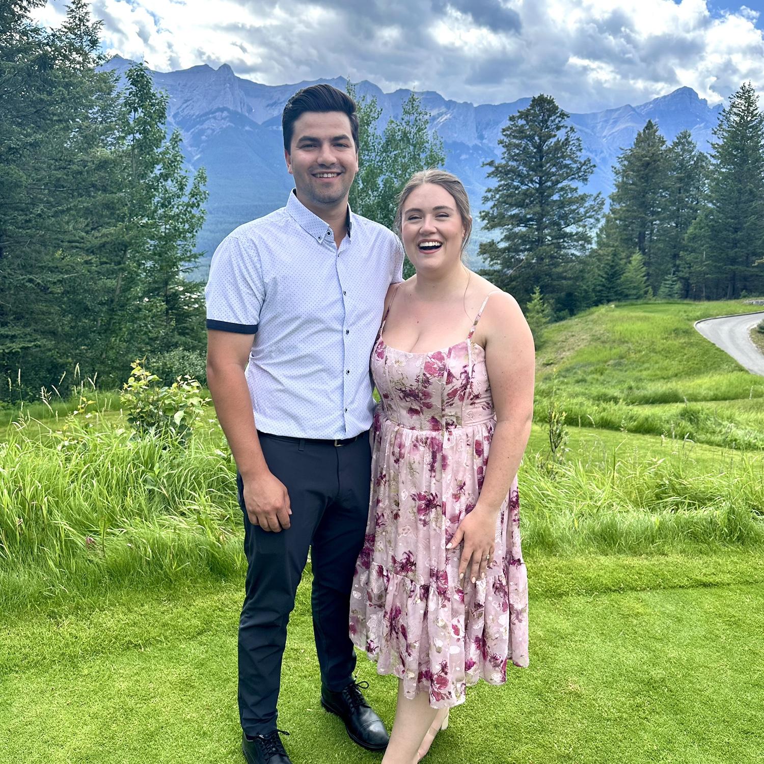 All dressed up for Sarah (Emily's sister) & Cody's Wedding! July 2025