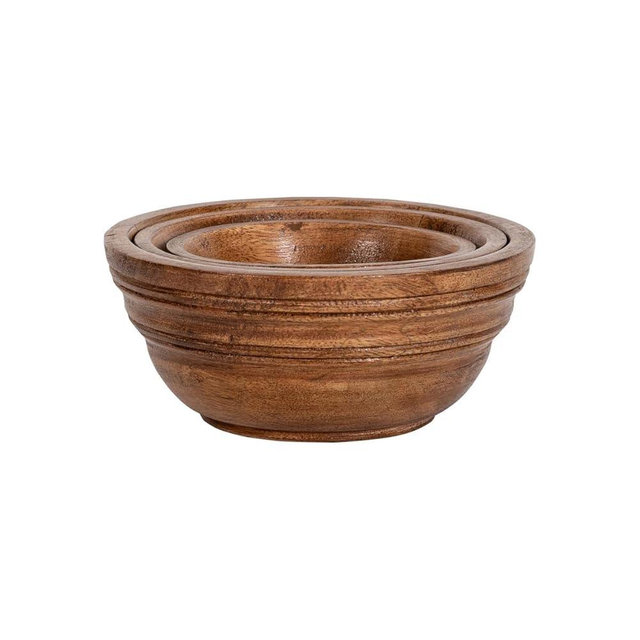Juliska Bilbao Wood Nesting Bowl Set/3pc