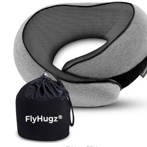 FlyHugz® Neck Travel Pillow Memory Foam Neck Pillow for Comfort on Airplane Compact and Ergonomic Design for Travel, Car Rides, and Home Use Ideal for Adults and Kids.