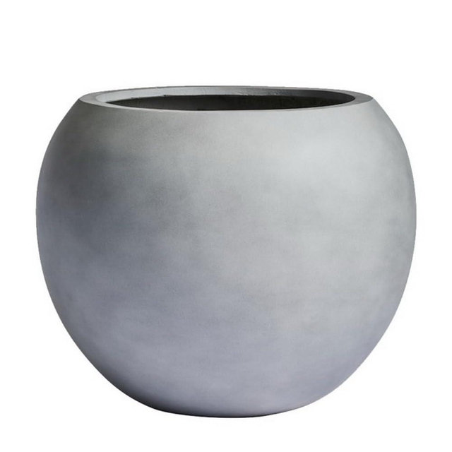 DTY Signature Mount Sherman 1-Piece Fiberstone Planter for Indoor/Outdoor, Gray, 16.5" H x 21.3" Dia (14.4" Pot Opening) - Large