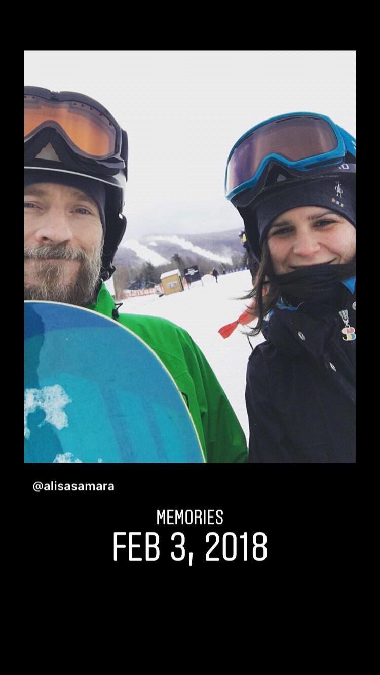 Alisa's first trip snowboarding