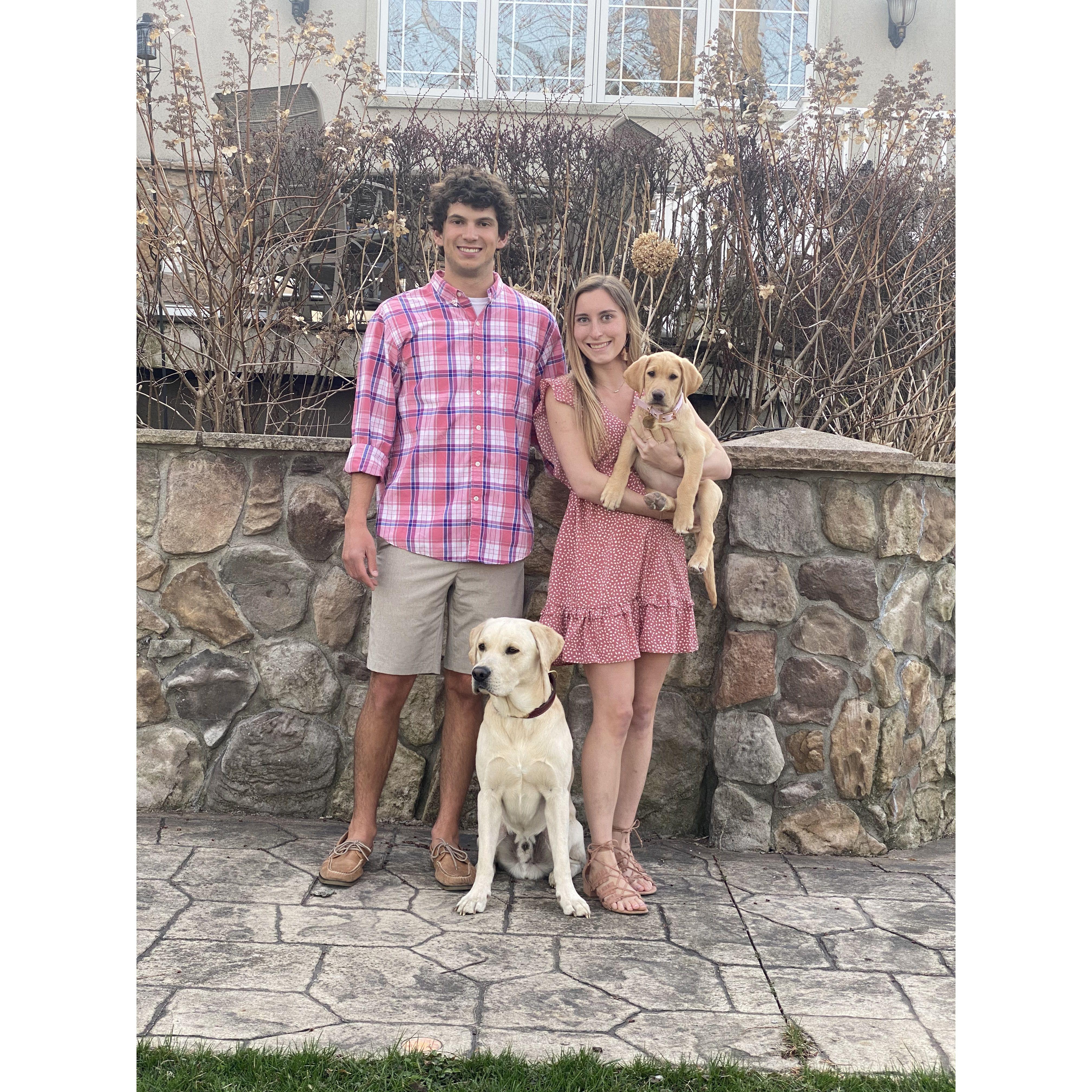 Spring 2021: Welcoming the couples second dog, Madi, into the family