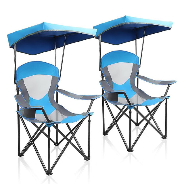 ALPHA CAMP Heavy Duty Canopy Lounge Chair Sunshade Hiking Travel Chair with Cup Holder