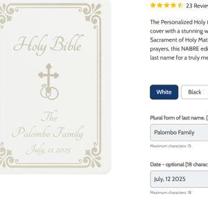 Personalized Holy Matrimony Wedding Rings & Cross Bible